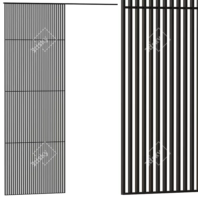 Title: Boca Stripe Rack: Versatile Partition for Curtain and Décor 3D model image 2