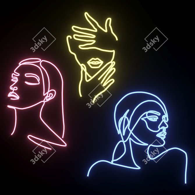 Dynamic Glow: Neon Woman 3D model image 1