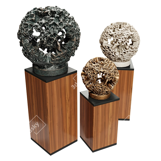 Coral Sphere Sculpture Collection 3D model image 1