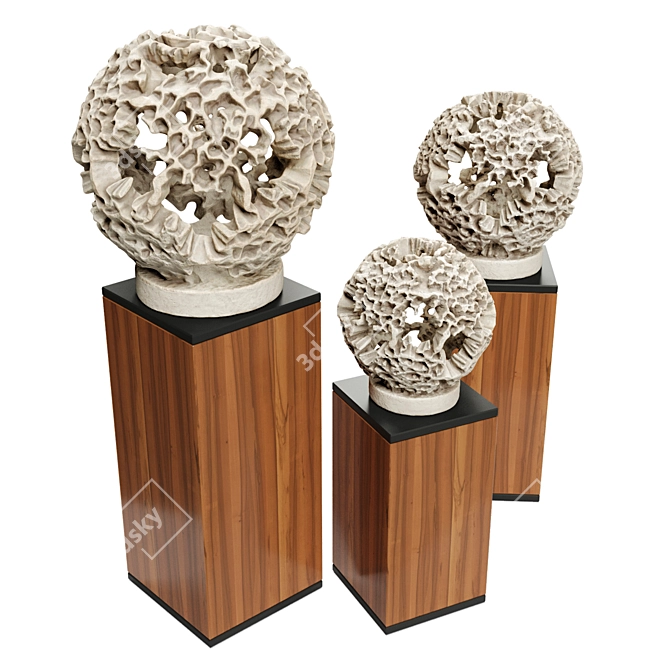 Coral Sphere Sculpture Collection 3D model image 4