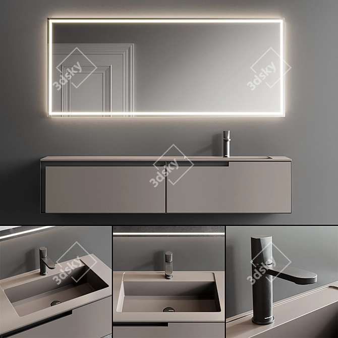 Contemporary Atelier Vanity with Integrated Lighting 3D model image 1