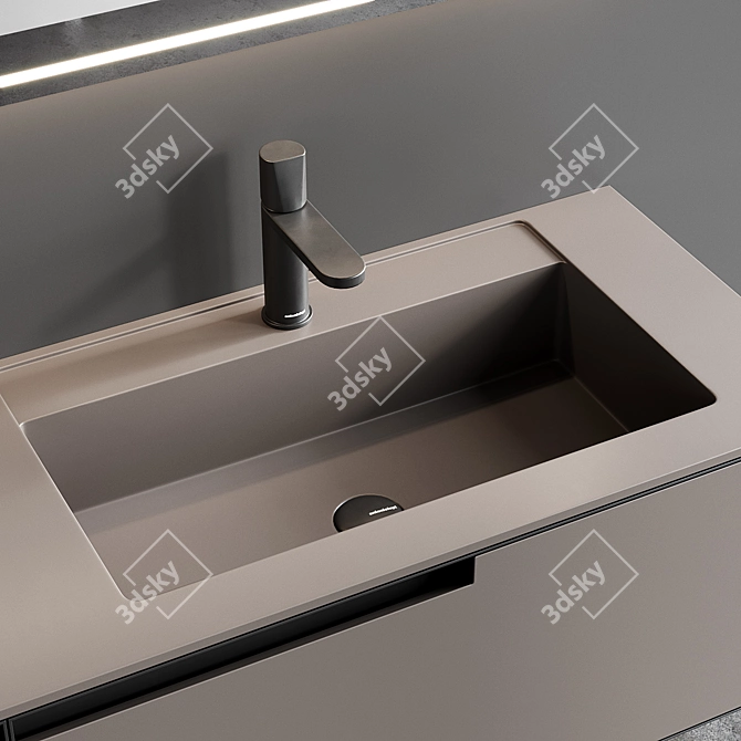 Contemporary Atelier Vanity with Integrated Lighting 3D model image 2