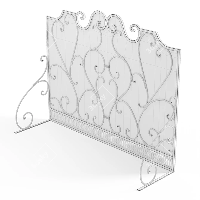 Elegant Iron Fireplace Screen 3D model image 6