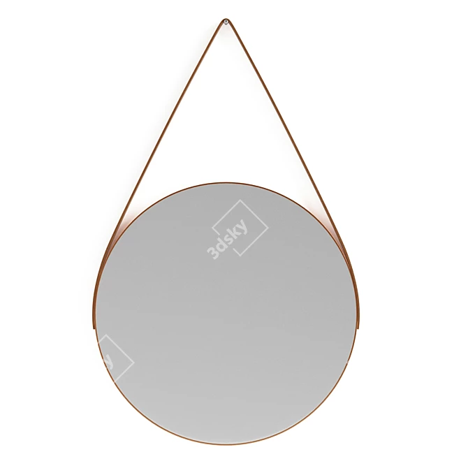 Polished Industrial Round Mirror 3D model image 2