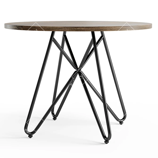 Modern Walnut Iron Dining Table 3D model image 3