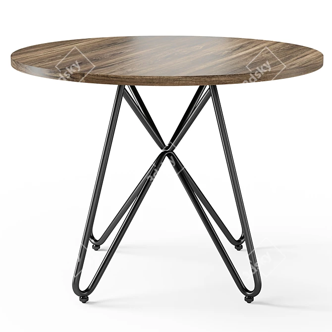 Modern Walnut Iron Dining Table 3D model image 4