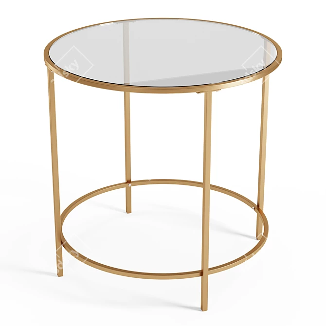 Modern Metal and Glass Side Table 3D model image 3