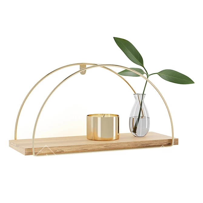 Gold Half Circle Wall Shelf 3D model image 1