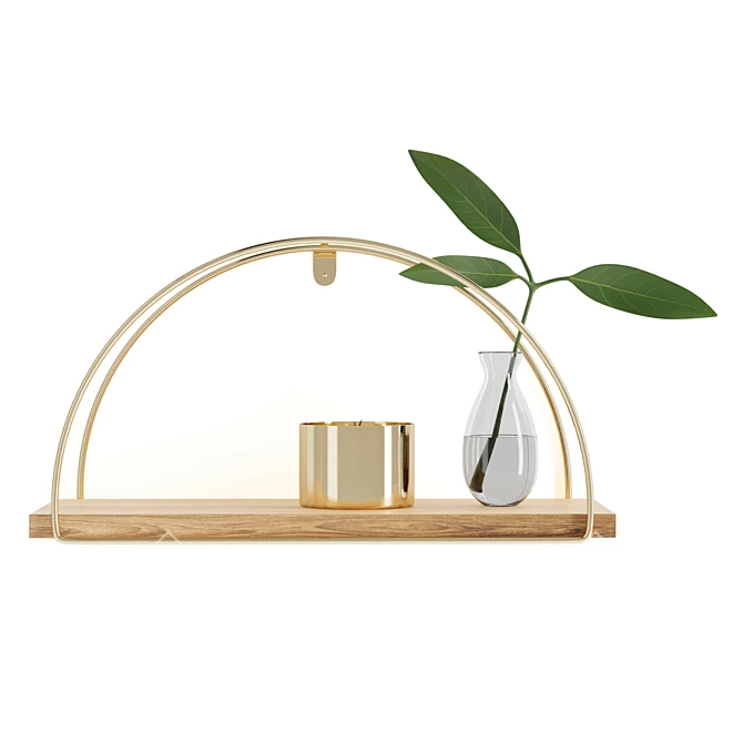 Gold Half Circle Wall Shelf 3D model image 2