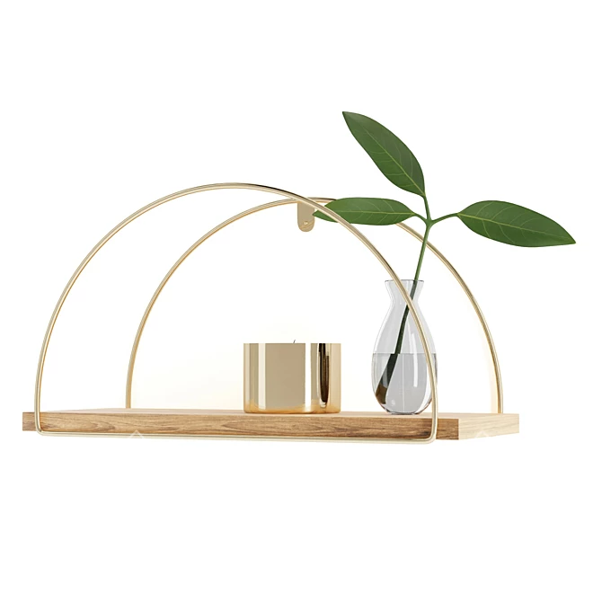 Gold Half Circle Wall Shelf 3D model image 3