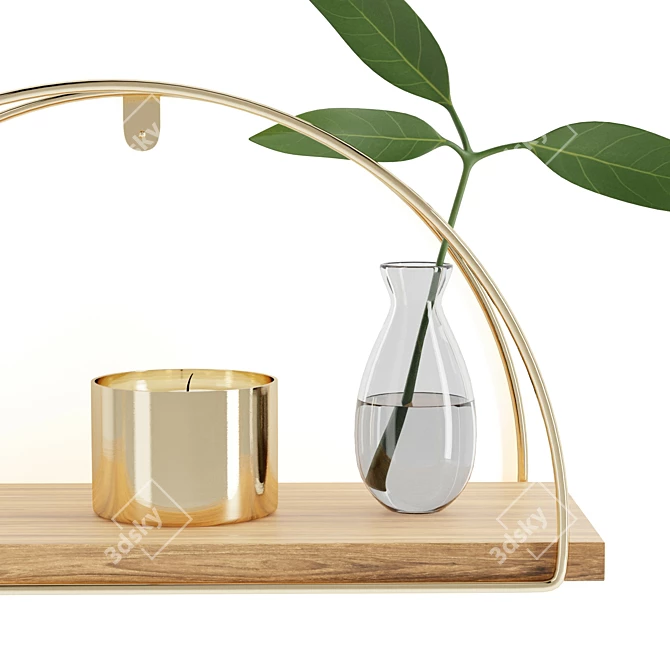 Gold Half Circle Wall Shelf 3D model image 5