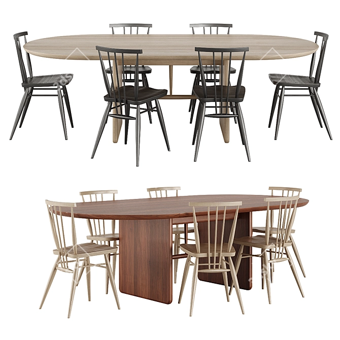 Ercolani Pennon Table & Chair Set 3D model image 2