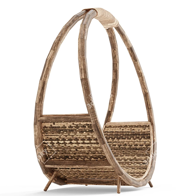 Rustic Rattan Log Caddy 3D model image 5