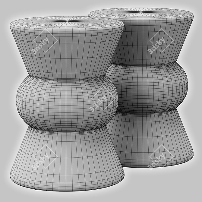 Elegant Bowtie Ceramic Stool 3D model image 4