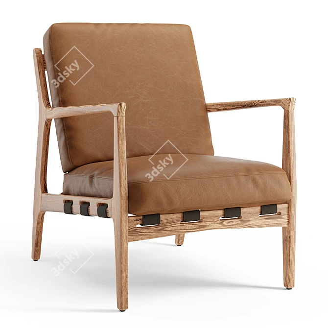 Modern Mixed Material Lanston Chair 3D model image 1