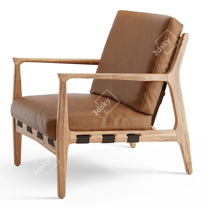 Modern Mixed Material Lanston Chair 3D model image 5