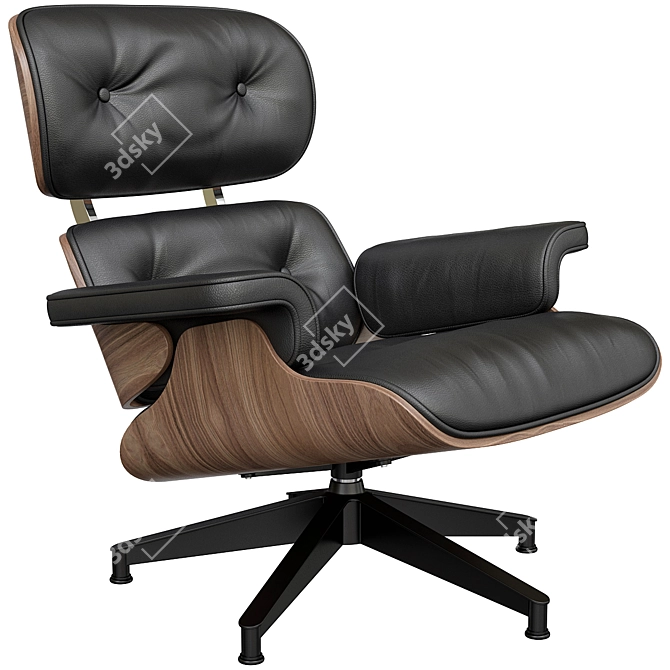 Modern Eames Lounge Chair & Ottoman 3D model image 2