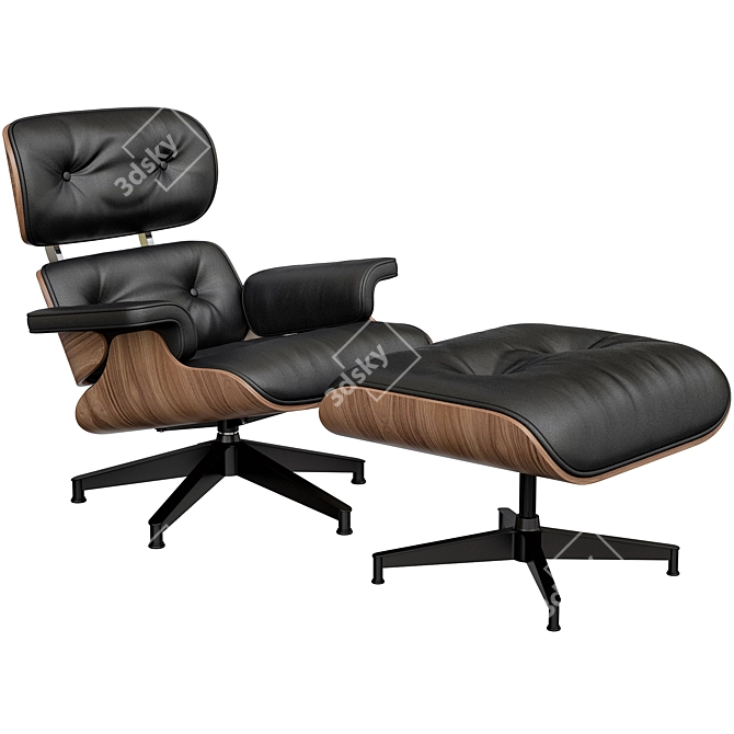 Modern Eames Lounge Chair & Ottoman 3D model image 5