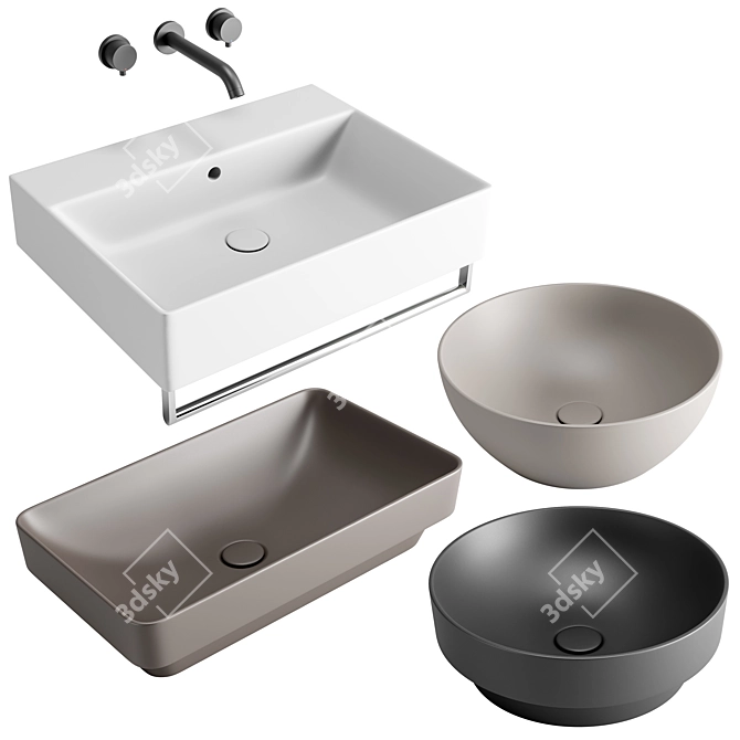 GSI ColorElements Washbasin Set: Quality, Reliability, Hygiene 3D model image 1