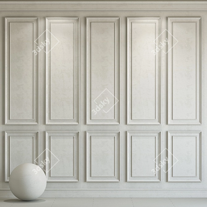 Eider White Decorative Plaster with Molding 3D model image 1
