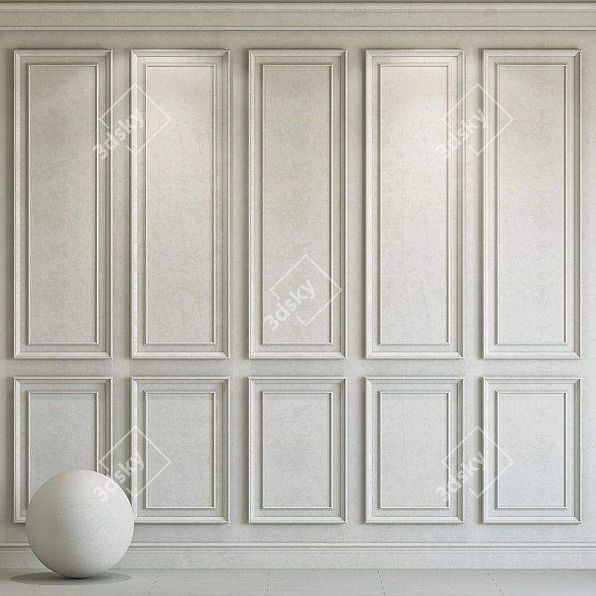 Eider White Decorative Plaster with Molding 3D model image 3