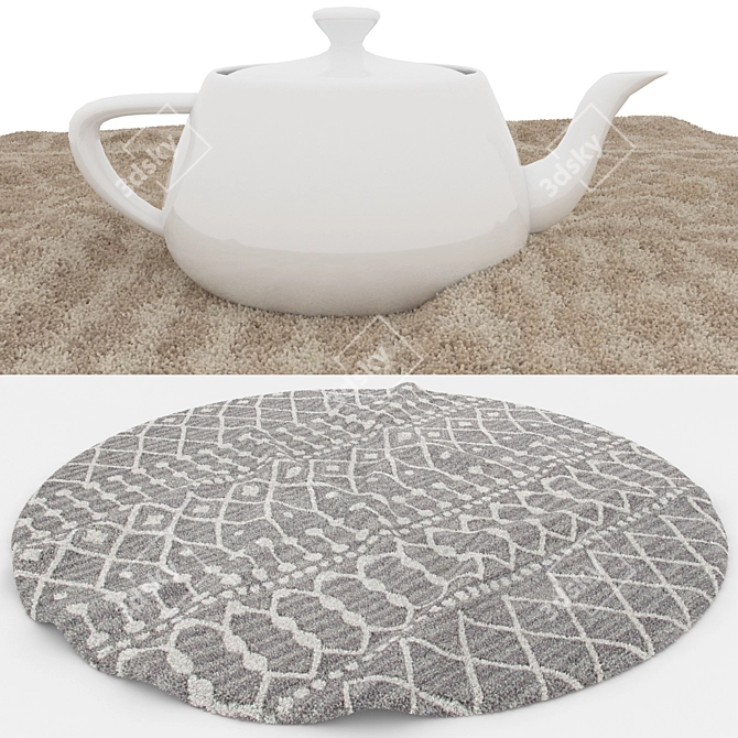 Versatile Circular Rug Set with Various Textures 3D model image 4