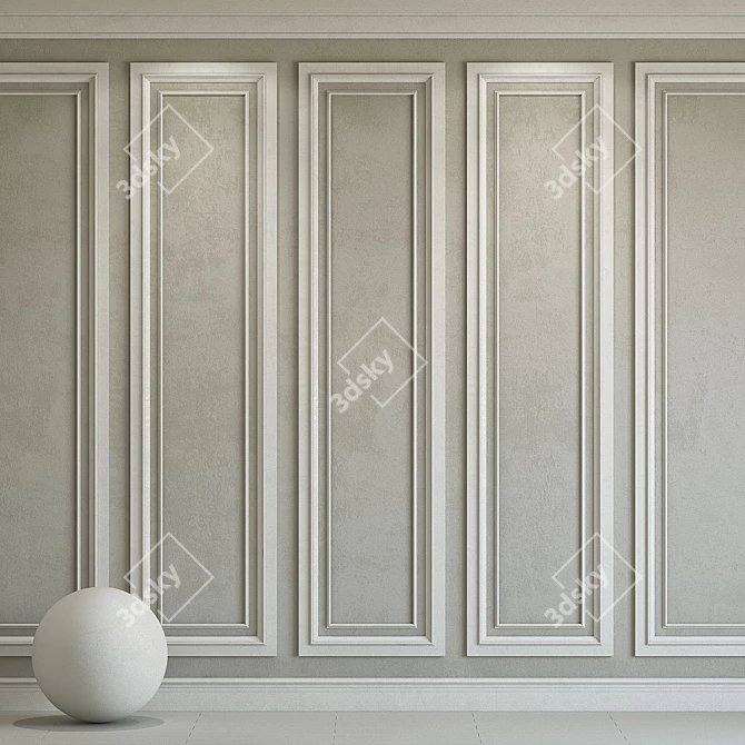 Elegant Plaster with Ornate Molding 3D model image 1