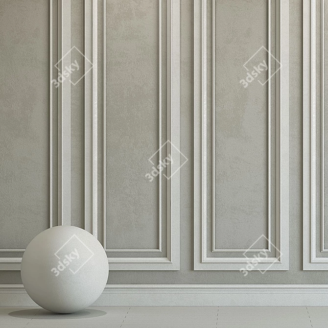 Elegant Plaster with Ornate Molding 3D model image 2