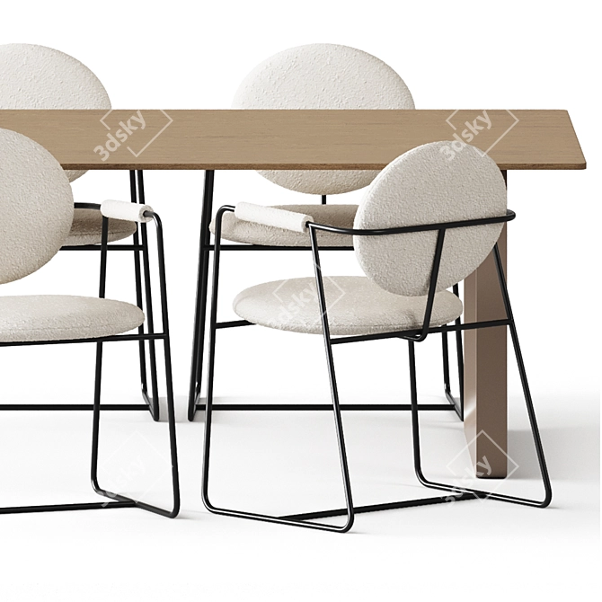 Modern Oak Table & Gemma Chair 3D model image 5