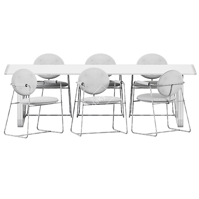 Modern Oak Table & Gemma Chair 3D model image 6