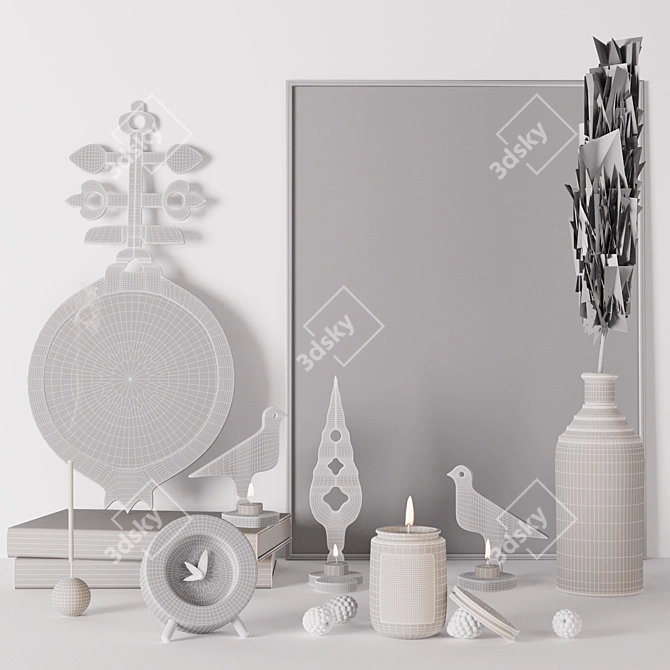 Versatile Decor Set: Candle, Mirror, Plant, Vase, Painting 3D model image 5
