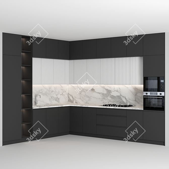Modern 4k Kitchen Set 3D model image 1