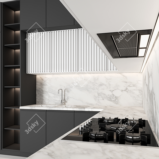 Modern 4k Kitchen Set 3D model image 4