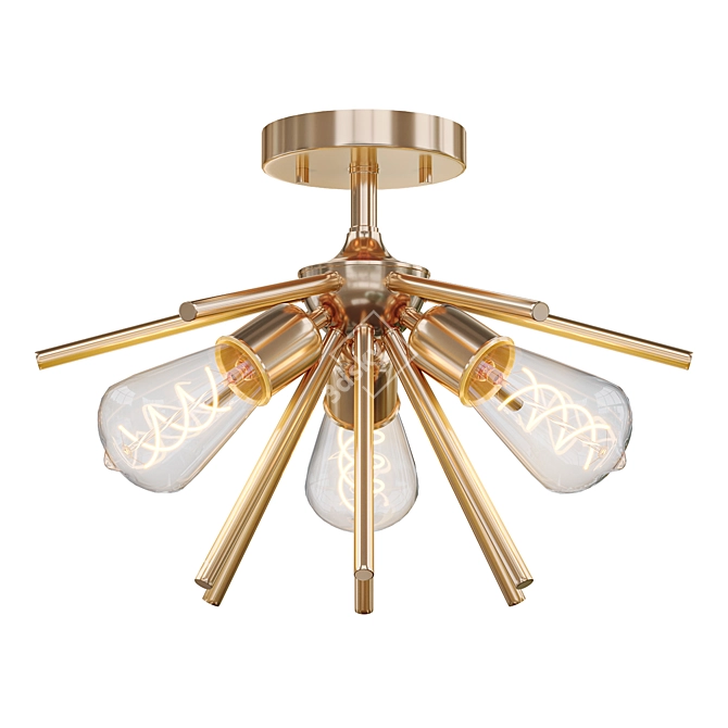 Modern Louella 3-Light Flush Mount 3D model image 1