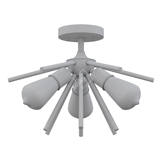 Modern Louella 3-Light Flush Mount 3D model image 2