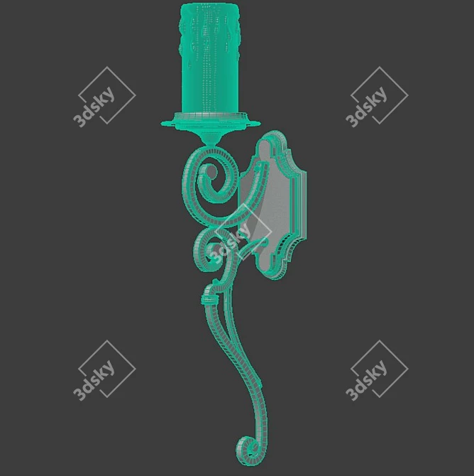 Medieval-inspired Wall Lamp with Coffee-Colored Wrought iron Base 3D model image 2