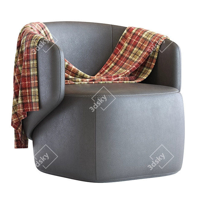 Elegant Crescent Armchair 3D model image 1