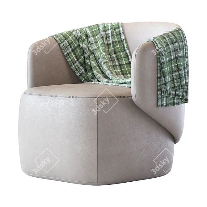 Elegant Crescent Armchair 3D model image 2