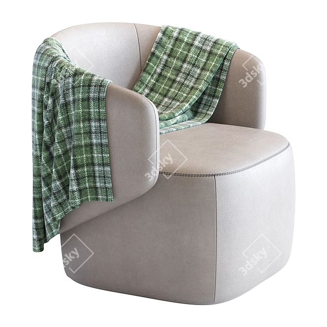 Elegant Crescent Armchair 3D model image 4