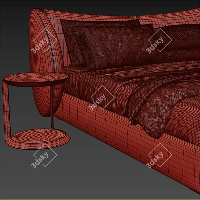 Modern Milano Bed & Side Table 3D model image 7