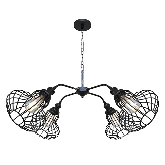 Elegant Black Pendant Chandelier 3D model image 1