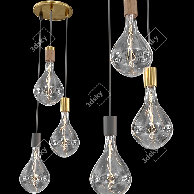 Tala Triple Pendant: Modern Elegance Illuminated 3D model image 2