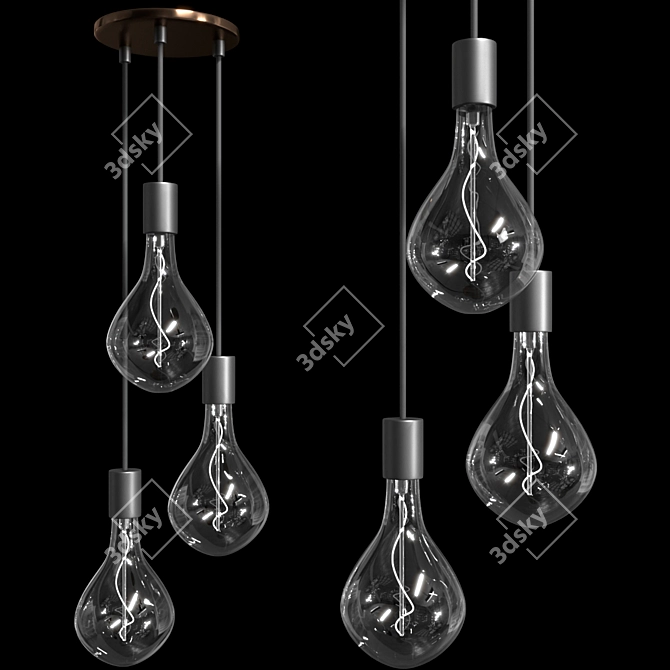 Tala Triple Pendant: Modern Elegance Illuminated 3D model image 4