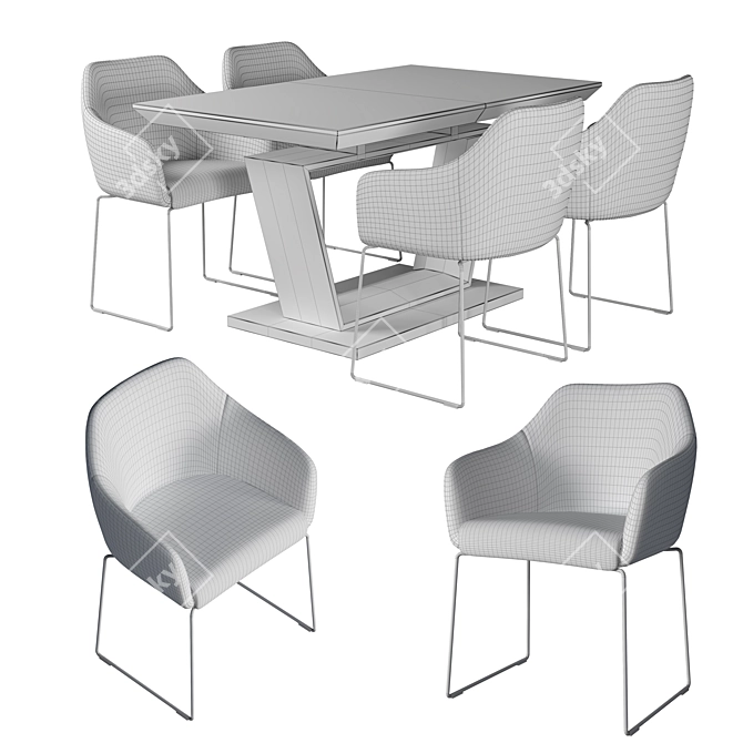 Modern Set: Tossberg Chair & Stella Table 3D model image 4