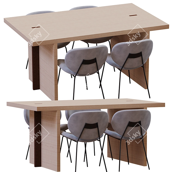 Modern Scandinavian Style Dining Table 3D model image 1