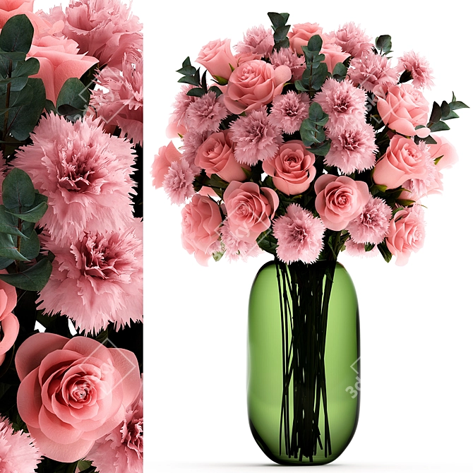 Elegant Spring Rose Bouquet 3D model image 1