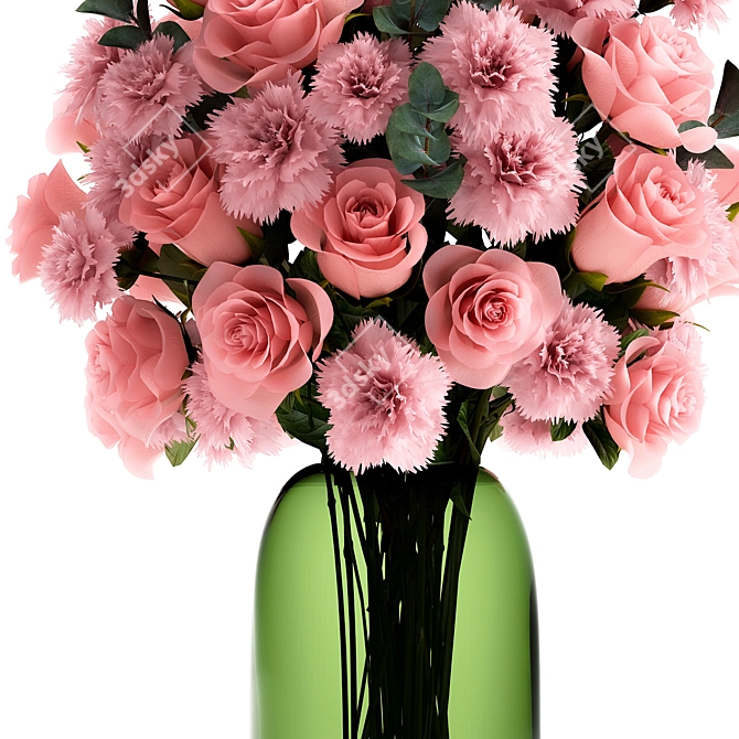Elegant Spring Rose Bouquet 3D model image 2