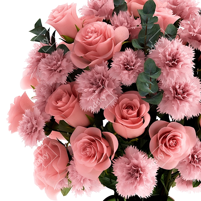 Elegant Spring Rose Bouquet 3D model image 3