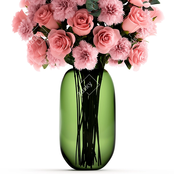 Elegant Spring Rose Bouquet 3D model image 4