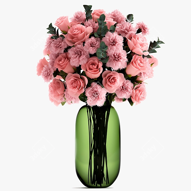 Elegant Spring Rose Bouquet 3D model image 5